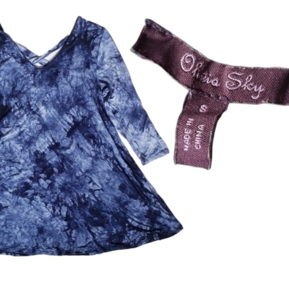 Olivia Sky Blue Tie Dye Tunic W Criss-Cross Back